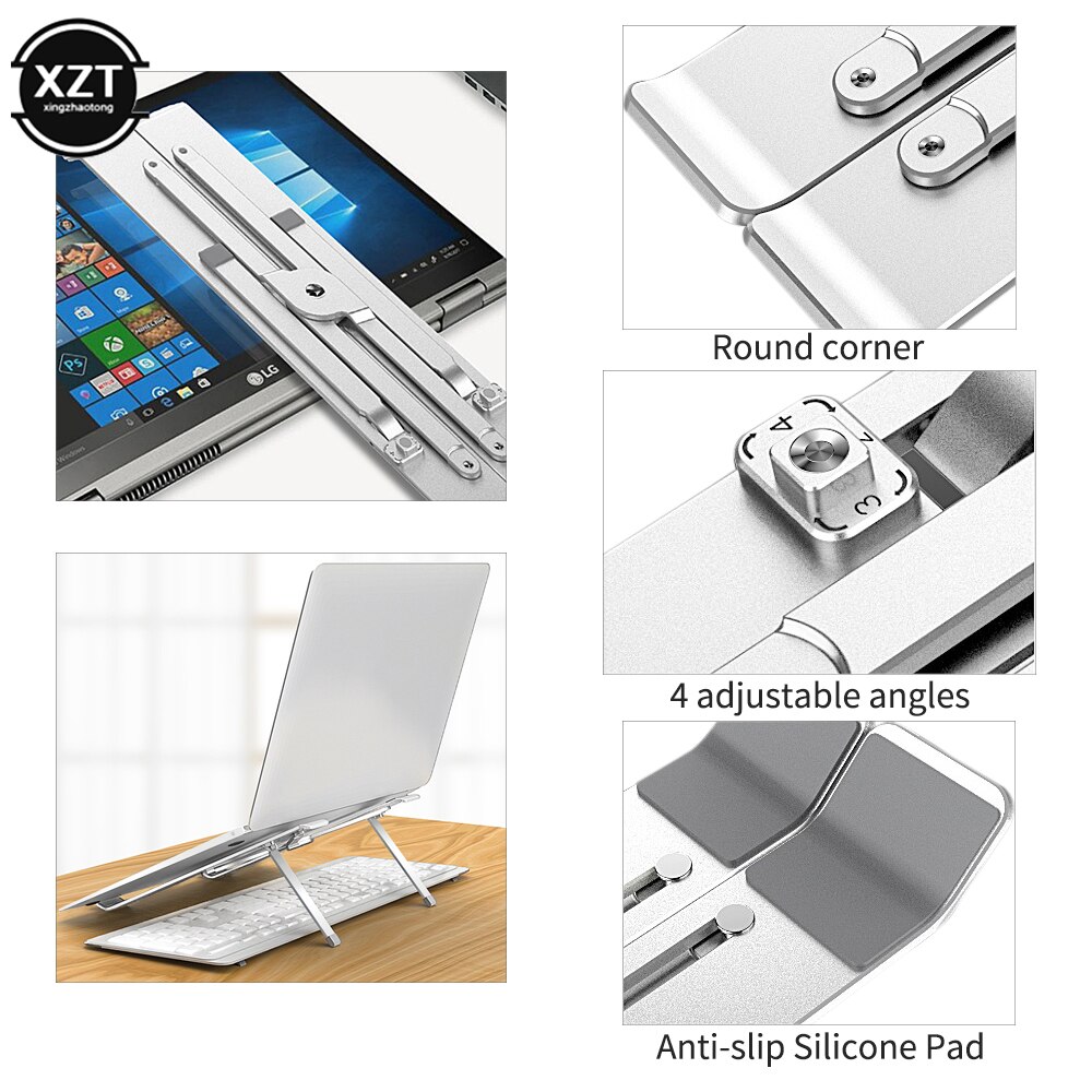 Bærbar stativ højdejusterbar aluminium bærbar stigeholder bærbar ergonomisk notesbog  to 17 tommer til macbook air pro