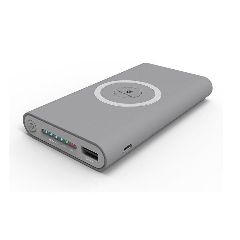 Qi Drahtlose Ladegerät Power Bank 10000 mAh 10000 mAh Poverbank Externe Batterie Drahtlose Aufladen Power Für Handy: Grau