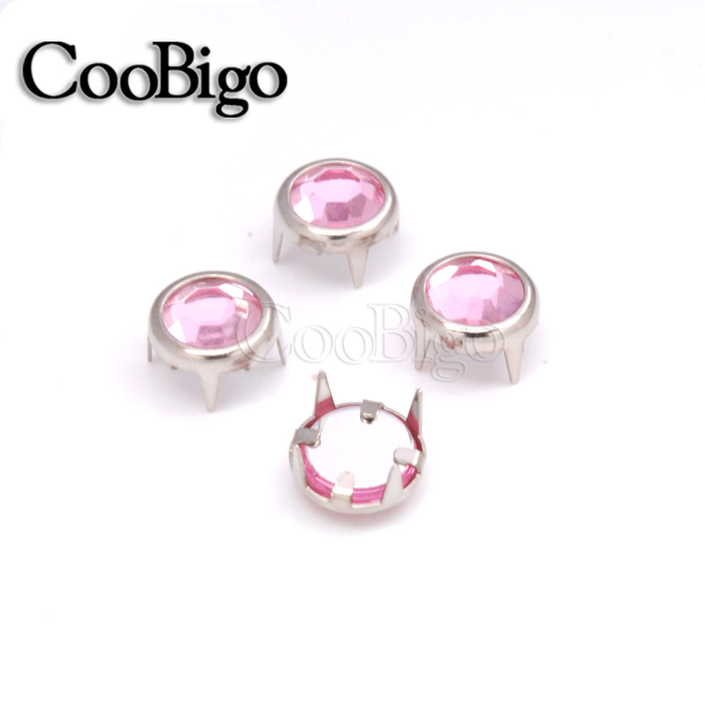 100 Stück 6 mm Strass-Kristallnieten, runde Nieten, Punk-DIY-Nagelköpfe für Kleidung, Schuhe, Taschen, Hut, Ledergürtel, Spikes: Messing
