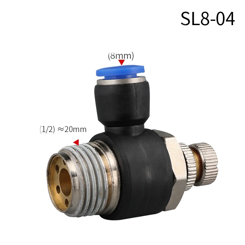 Pneumatic quick connect connector SL 4 6 8 10 12mm M5 "1/8" 1/4 "3/8" 1/2 air speed regulating valve Accelerator valve: SL8-04