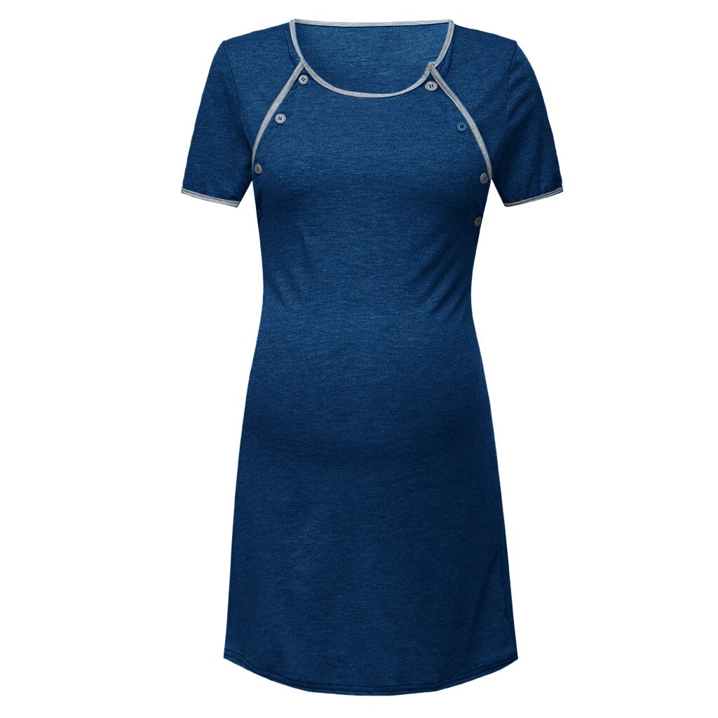 LONSANT Mutterschaft kleid Mutterschaft Kurzarm Pflege Baby Stillen Kleid mutter feste kurze Sommerkleid Schwangerschaft Kleid