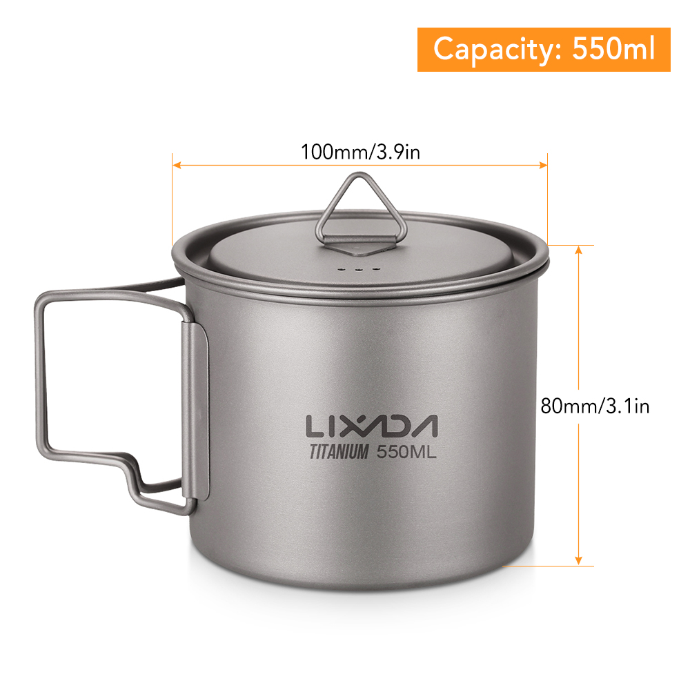 Lixada ultraleichte Titan Tasse Becher 300/350/550 ml/650ml draussen Wasser Tasse Picknick Wasser becher Geschirr mit faltbarem Griff
