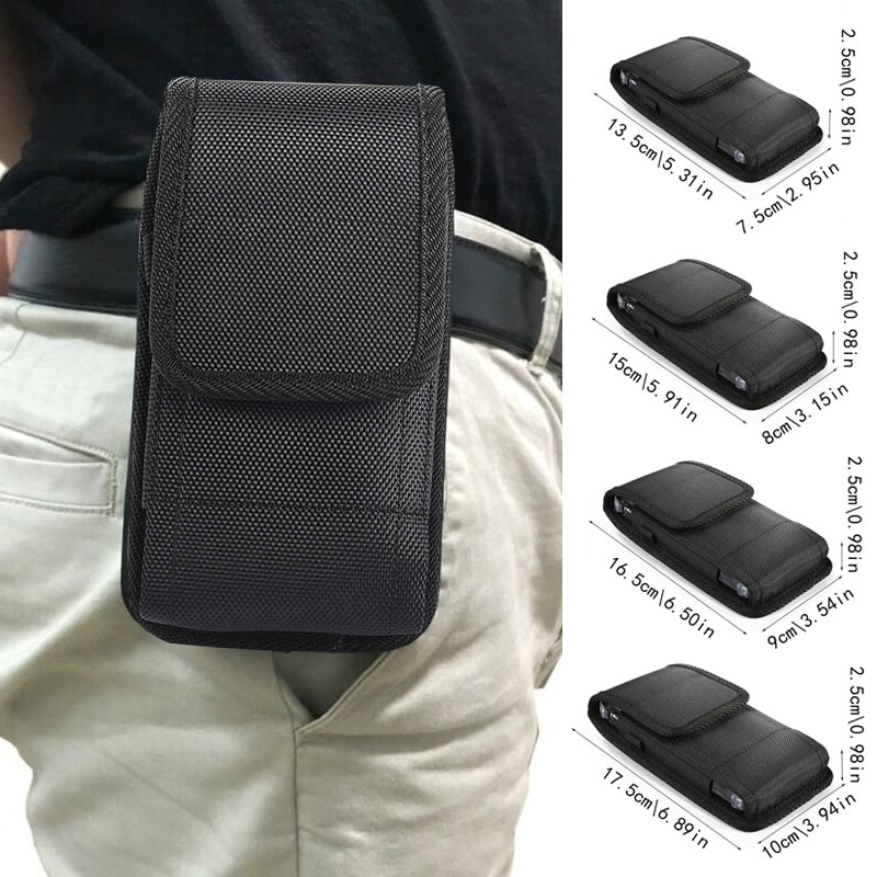 Men Black Waist Belt Fanny Pack Holster Pouch Mobile Cell Phone Holder Waist Bag
