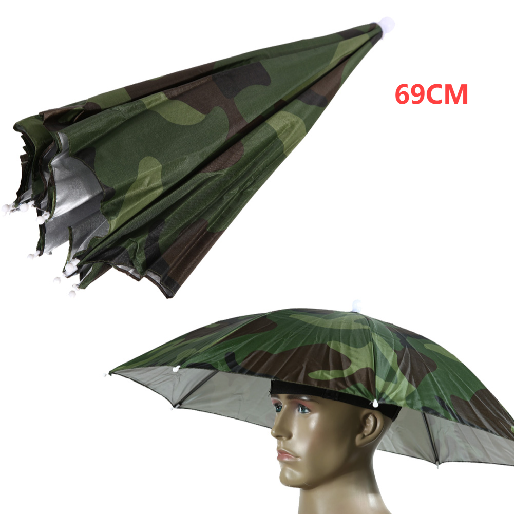Outdoor Opvouwbare Hoofd Paraplu Hoed Zon Cap Anti-Regen Anti-Zon Vissen Golf Fietsen Wandelen Camping Schaduw paraplu Hoed: Army Green