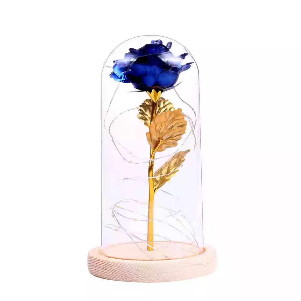directe Galaxy Rose clignotant fleurs en flacon verre dôme pour saint valentin anniversaire décoration de mariage