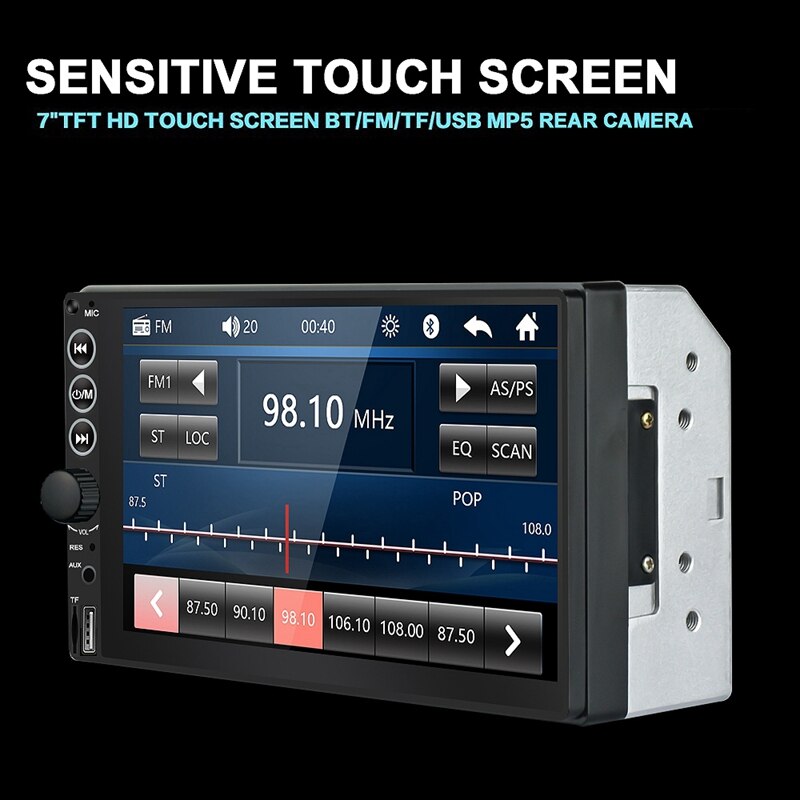 Autoradio 7 tuuman hd  mp5 soitin paina sn digitaalinäyttö bluetooth multimedia auton varmuuskopiointi monitori usb 2 din autoradio