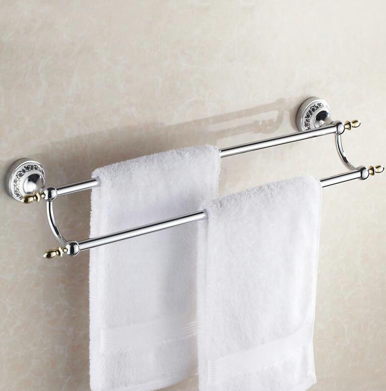 de porcelana azul y blanca cromada de cerámica (60 cm), toallero individual, toallero, toallero, accesorios de baño 7015