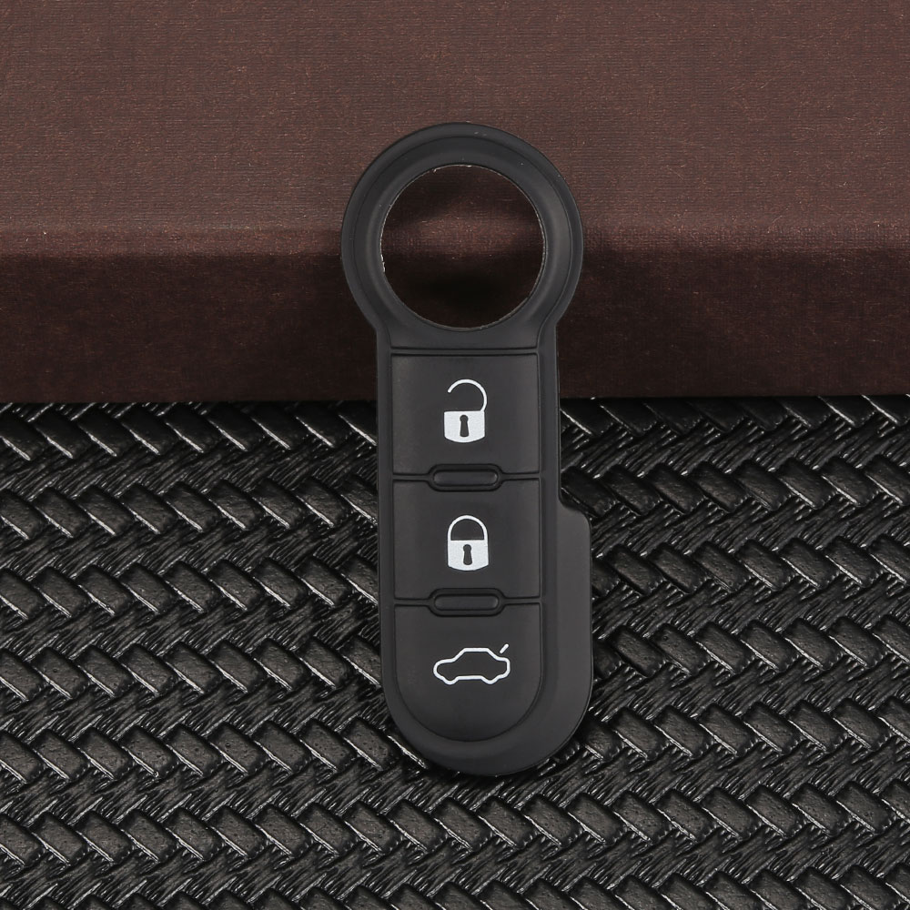 WhatsKey, almohadilla de goma suave de 3 botones, funda de reparación de llave remota con tapa para Fiat 500 Panda Abarth Punto Stilo Ducato Bravo, almohadilla de repuesto para llave de coche