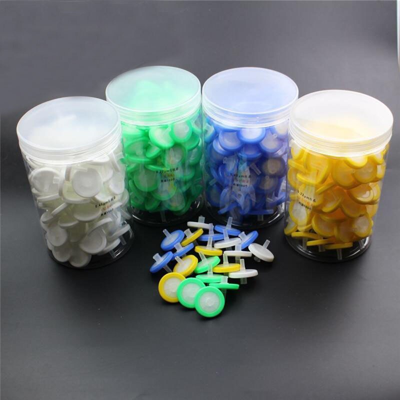 100 stk/parti engangs organisk (nylon, ptfe hydrofil) / vandsystem sprøjtefilternål 13mm 25mm 0.22/0.45um