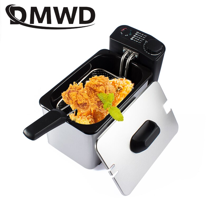 3L Electric Deep Fryer Stainless steel Oil Oven Pot Fried Chicken Grill French Fries Frying Machine Adjustable Thermostat