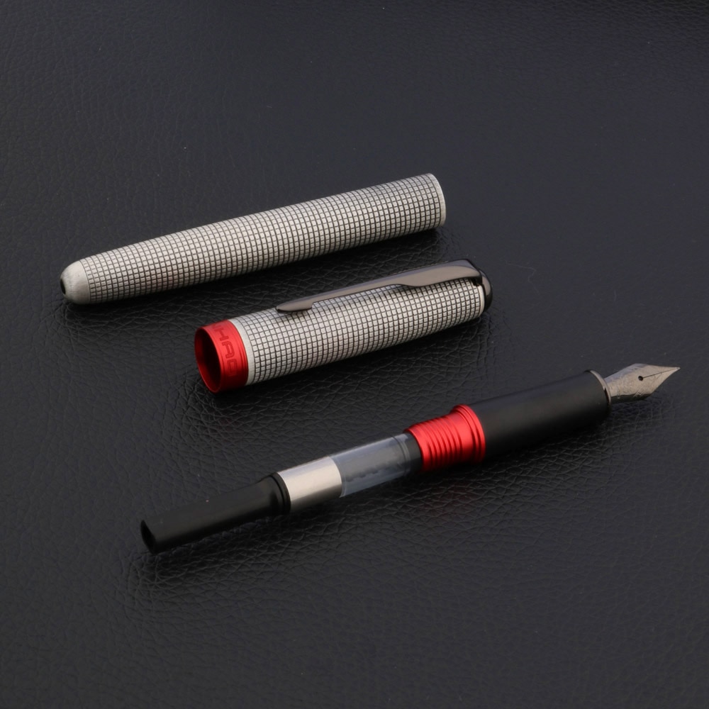 Jinhao 75 Vulpen Frosted Zwart Geborsteld Veer Titanium Zwarte Briefpapier 0.7Mm Inkt Pen Schoolbenodigdheden