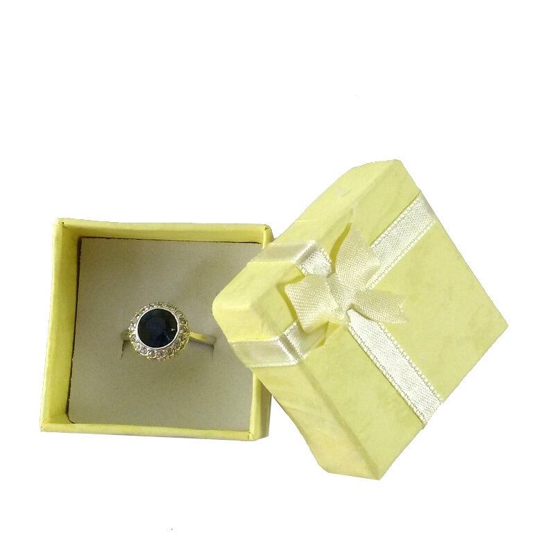19 kolorów pudełko na pierścionek kolczyk opakowanie Case śliczne wstążki papierowe naszyjnik Wedding Stud Organizer biżuterii przechowywanie prezent Caja Expositor: YELLOW5X5CM