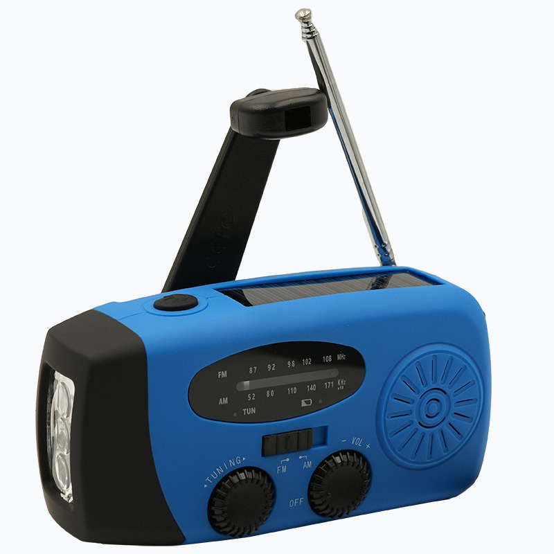 2000 mAh Radio awaryjne Wielofunkcyjne radio z korbą ręczną na energię słoneczną FM AM WB NOAA Radio pogodowe Ładowanie USB 3 latarki LED: Srebrny