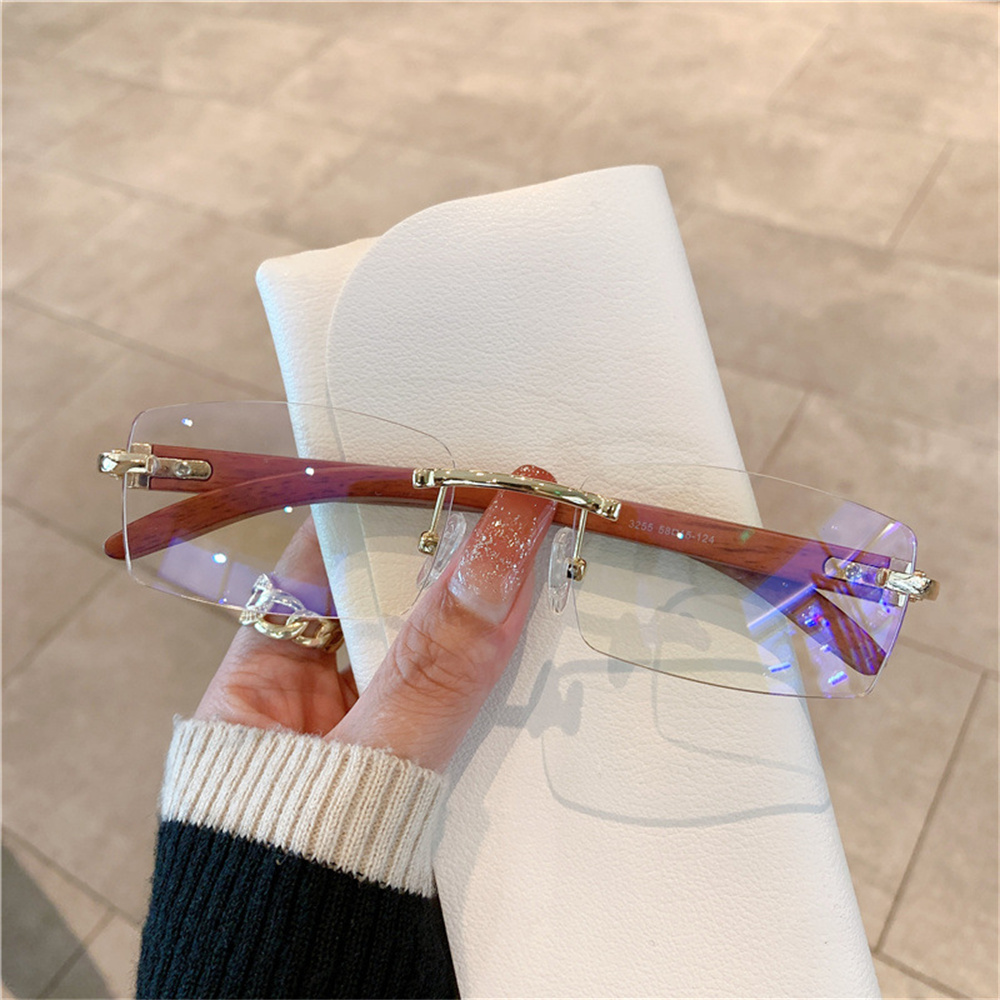 Kleine rechteckige randlose Sonnenbrille Männer Luxusmarke rahmenlose Leoparden Sonnenbrille für Frauen Jahrgang quadratische Brillen farben: Rose verrotten