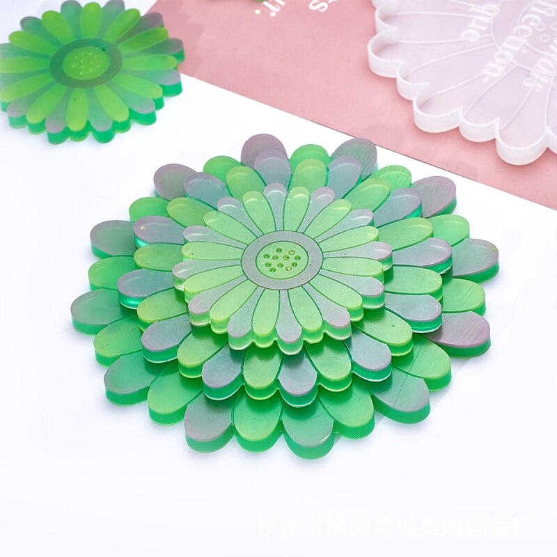 Daisy Flower Coaster Epoxy Resin Mold Cup Mat Pad Silicone Mould DIY Crafts Tool 54DC