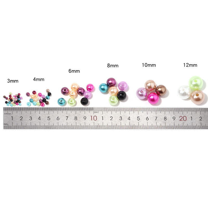 Cuentas de perlas de imitación ABS con agujero, 150 piezas, espaciador redondo de plástico acrílico de 3/4/6/8MM para fabricación de joyas DIY