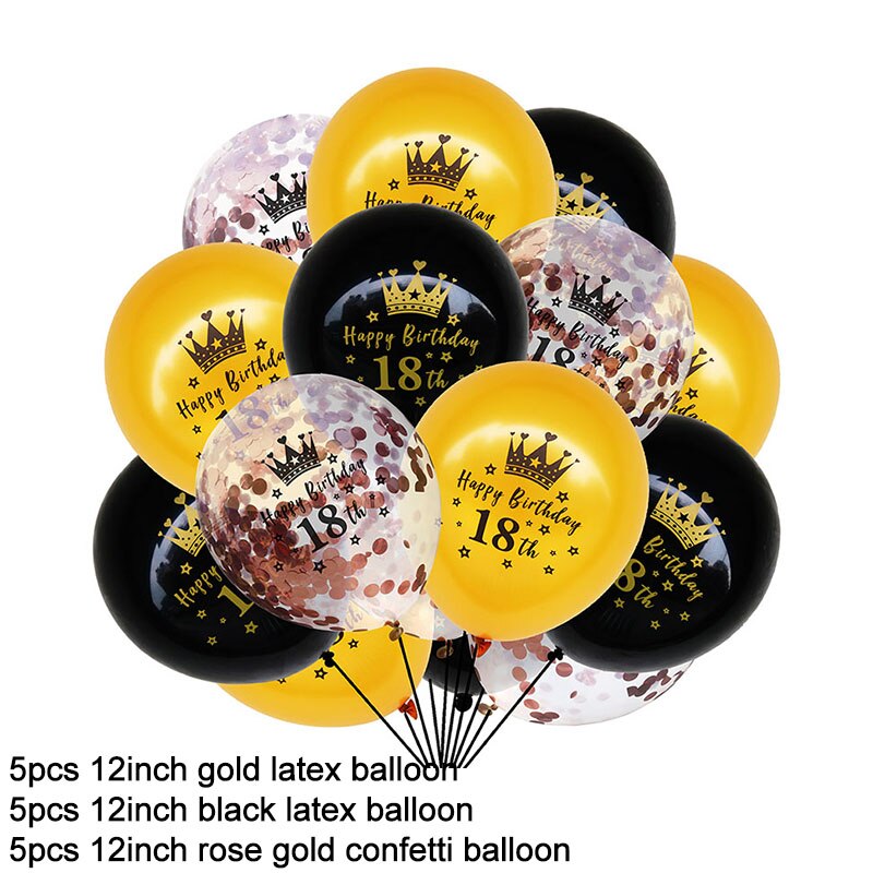 15pcs/set 18th Happy Birthday Balloon Decor Gold Silver Confetti Latex Balloons for 18 Year Old Birthday Celebrate Decoration: ZY883-B08