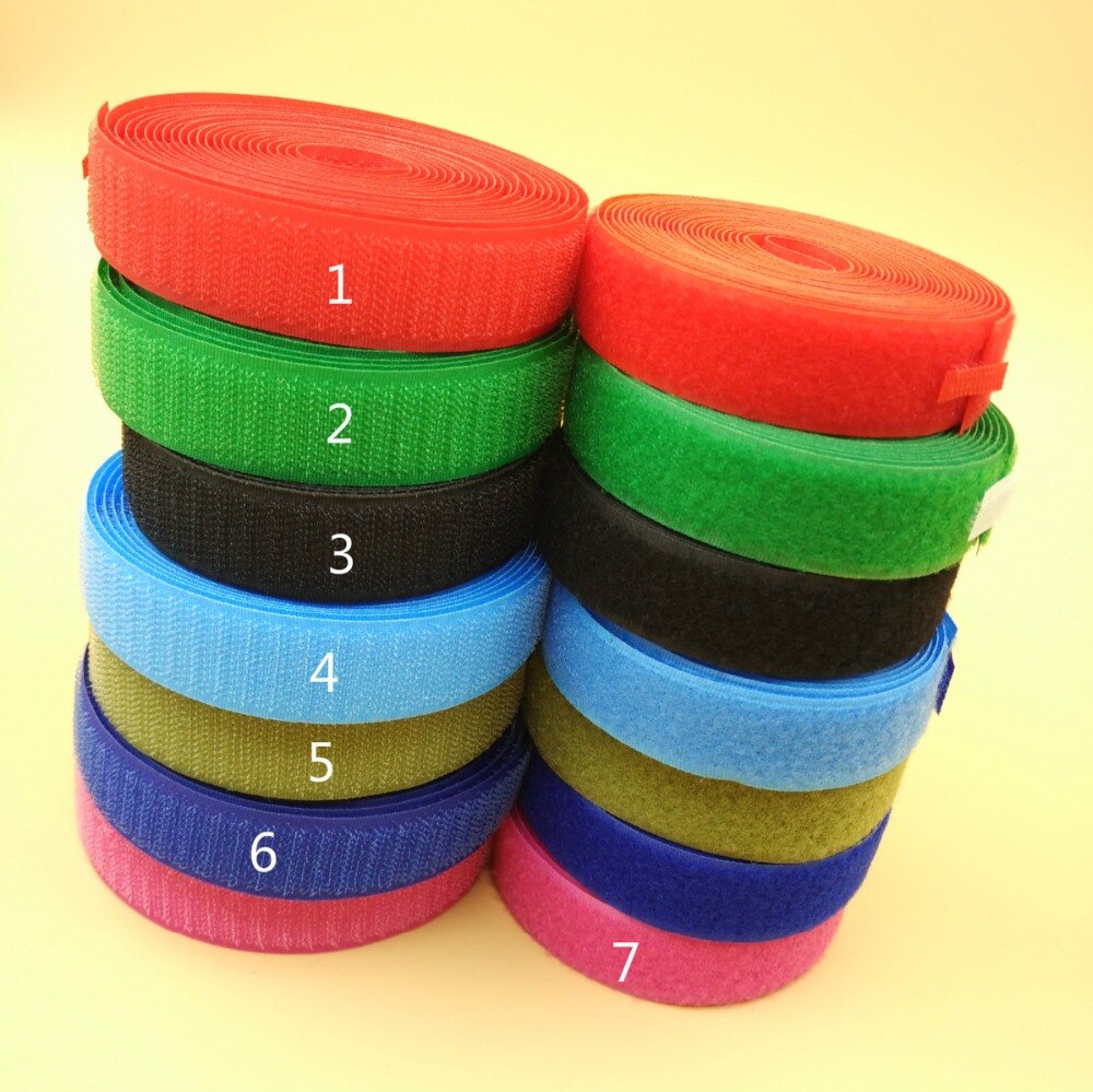 1" 25mm 7 Colors 5M Hook+Loop Sew On Roll Hook Loop Fastener Tape For DIY Craft Repair Garments Accessories