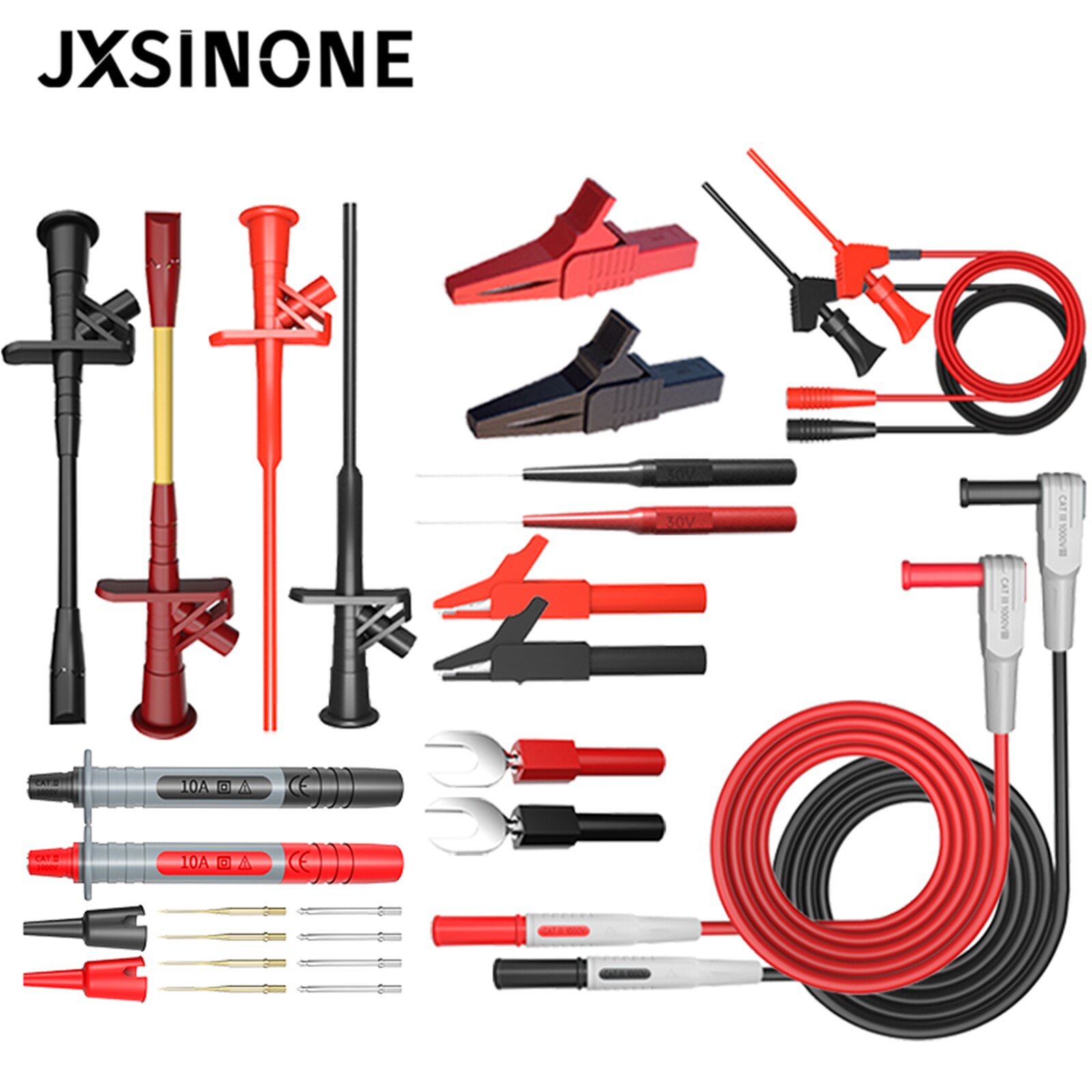 Jxsinone P1300 Serie Vervangbare Multimeter Probe Probes Test Haak & Test Lead Kit 4Mm Banana Plug Alligator Clip Automotive tool