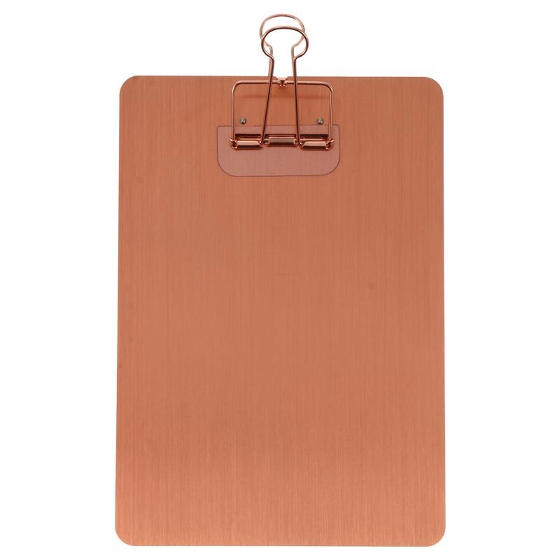 1pc A5 Paper Clipboard Stainless Steel Writing Pad Paper Holder Menu Stand: Rose Gold