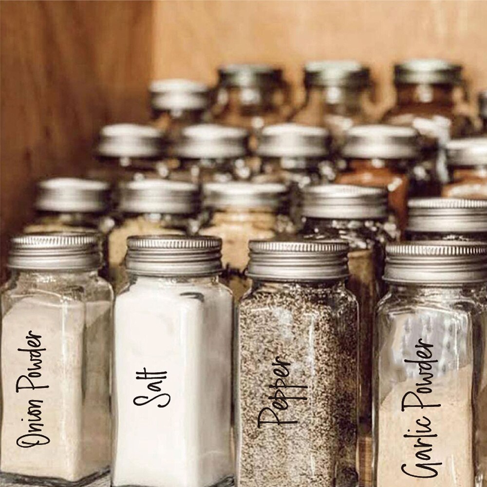 1 Set 274pcs Ingredients Name Label Decals Spice Labels for Home (Black, White)