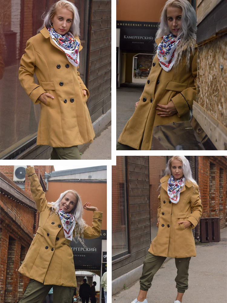Ftlzz feminino mistura de lã quente longo casaco outono inverno plus size feminino fino ajuste lapela lã casaco cashmere outerwear
