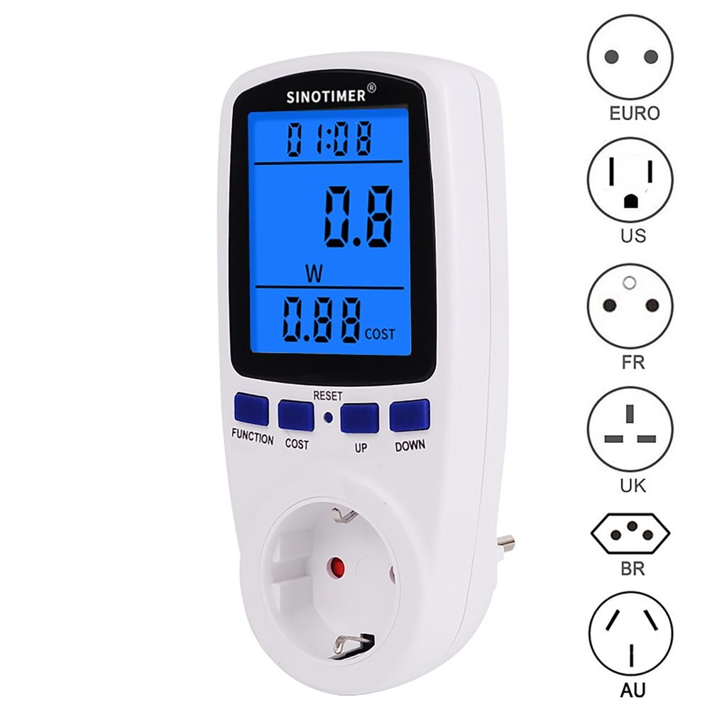 EU UNS UK FR BR AU Steckdose Digital Wattmeter Energie Verbrauch Watt Energie Meter KWh AC 230V 120V strom Mit Backlights