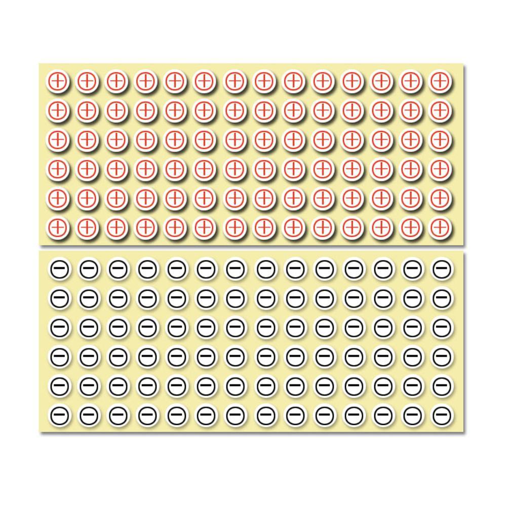 1sheet 8mm Plus Minus Label Stickers Aticker Red Black Positive &amp; Negative Self-adhesive Stickers Coated Paper Adhesive Labels