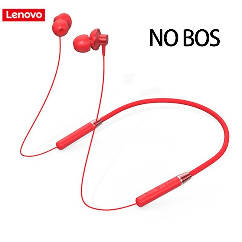 Original Lenovo HE05 Bluetooth 5.0 Neckband Wireless headphones Stereo Sports Magnetic Headphones Sports Running IPX5 Waterproof: HE05 Red No Bos