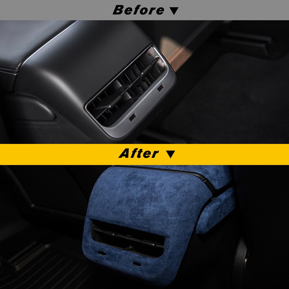 Heenvn ModelY Model3, protección Interior para Tesla Model 3, accesorios, tapa trasera de ventilación de escape de piel para Tesla Y Car Three