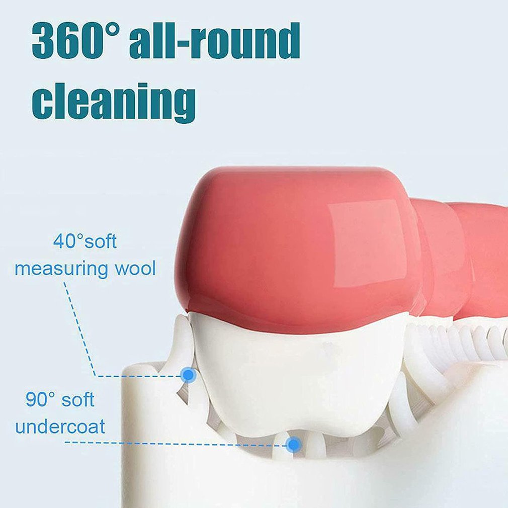 Cepillo de dientes redondo en forma de U para niños, de silicona de grado alimenticio, en forma de U, para limpieza de dientes de boca completa