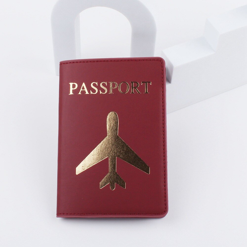 PU Leather World Map Travel Passport Cover Women Passport Holder Case for Men Travel Document Credit Card Case: C Wine Red