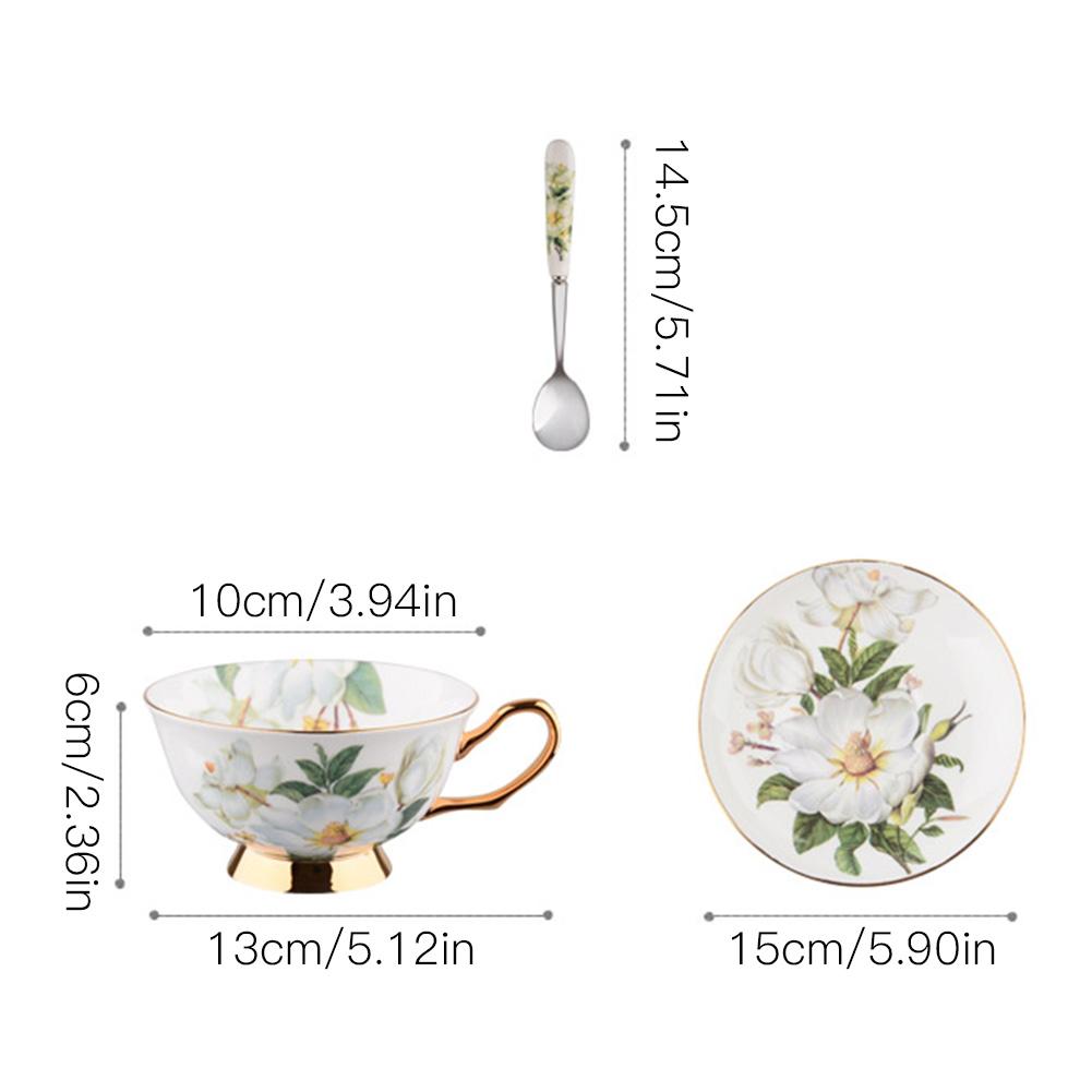 Europæisk stil ædel kaffe keramisk kop sæt med underkop ske luksus te kop til førsteklasses porcelæn te kop cafe fest