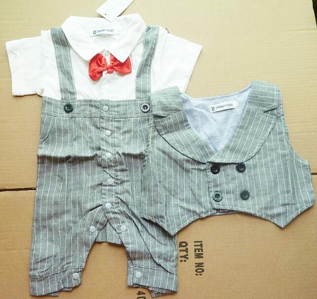 2 stk/set Little Mens gentleman Romper korte Pak Vest met boog kinderen vest: Default Title