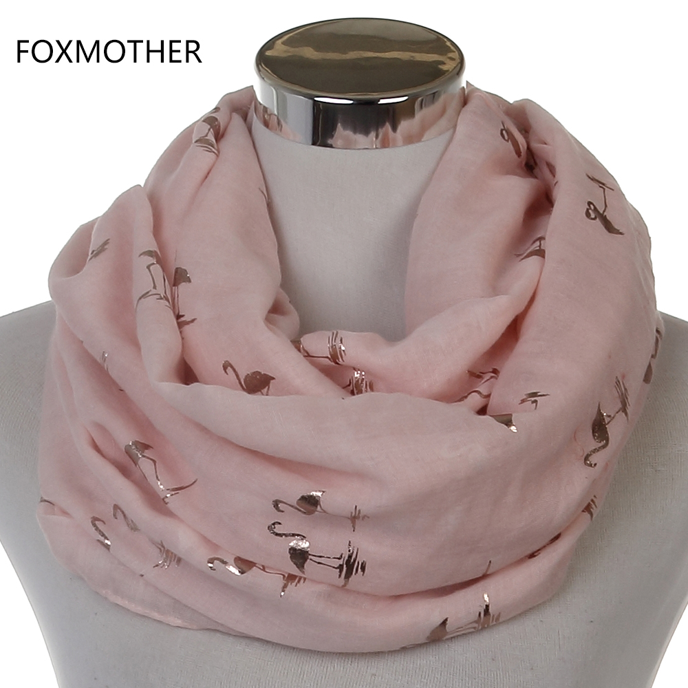 Foxmother Mode Glanzende Roze Mint Bronzing Folie Goud Flamingo Swan Ring Sjaal Snood Foulard Sjaal Vrouwen