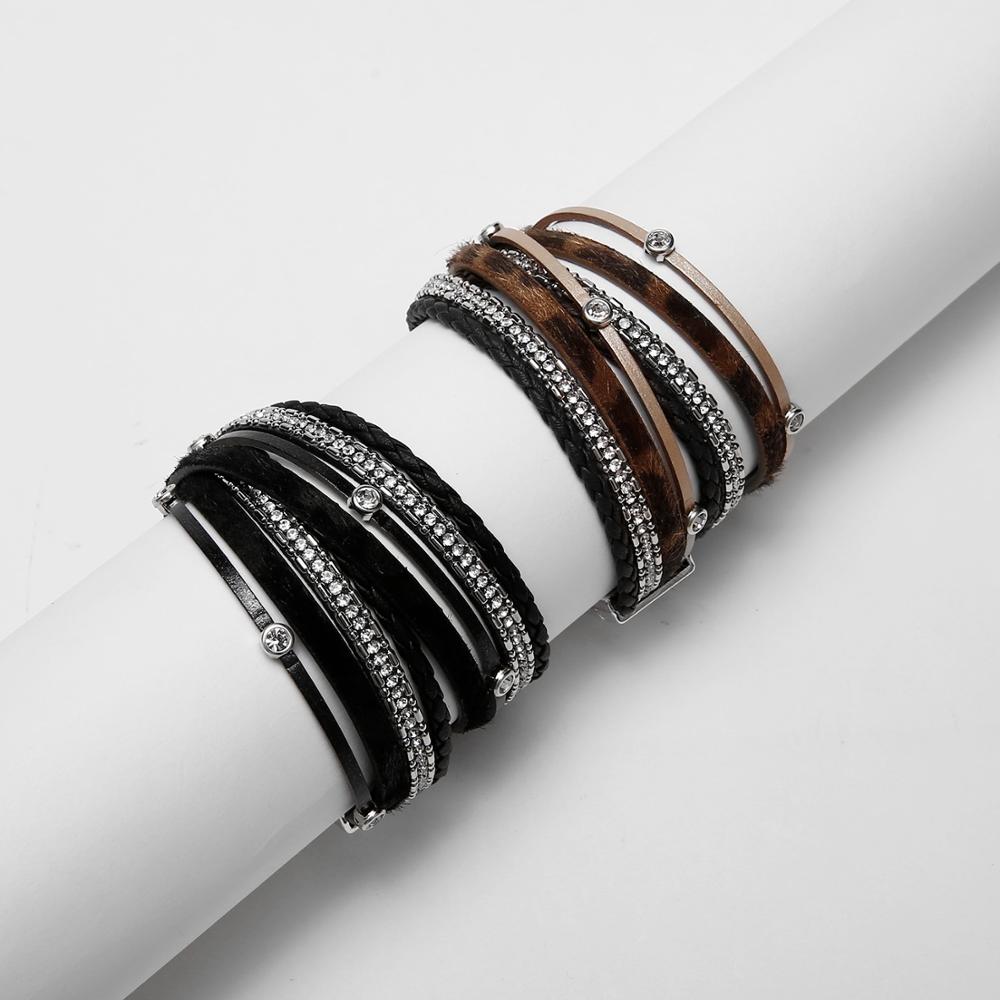 Vintage Black Wrap Woven Men Bracelets Handmade Male Women Leather Bracelet Men Bangle Jewelry