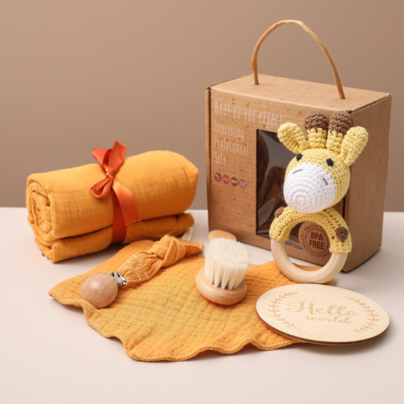 Lassen sie Machen 1einstellen Baby Zeug Schlecht Handtuch Baumwolle Decke Pinsel Produkte Für freundlicher Spielzeug Häkeln Rassel Kasten Weihnachten präsentieren: Gelb