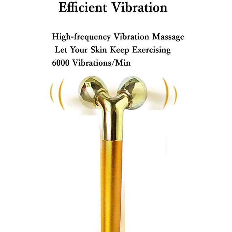 Appareil de soins de beauté multifonction, rouleau de anciers de massage facial 24k, barre d'énergie dorée 3D, masseur vibrant pour outil de beauté
