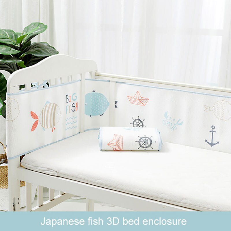 Bett Stoßstange für Baby Krippe Um Sommer Mesh Belüftung Krippe Mesh Sicherheit Hohe Komfort Ist Förderlich für Besser Aktivitäten Und spielen: Fish    150cm