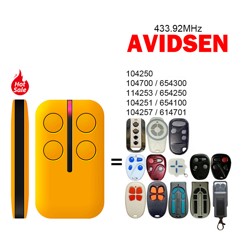 Para AVIDSEN 104250 104700 104251 104257 114253 654300 654250 654100 614701 abridor de puerta de garaje 433,92 MHz Control remoto de puerta