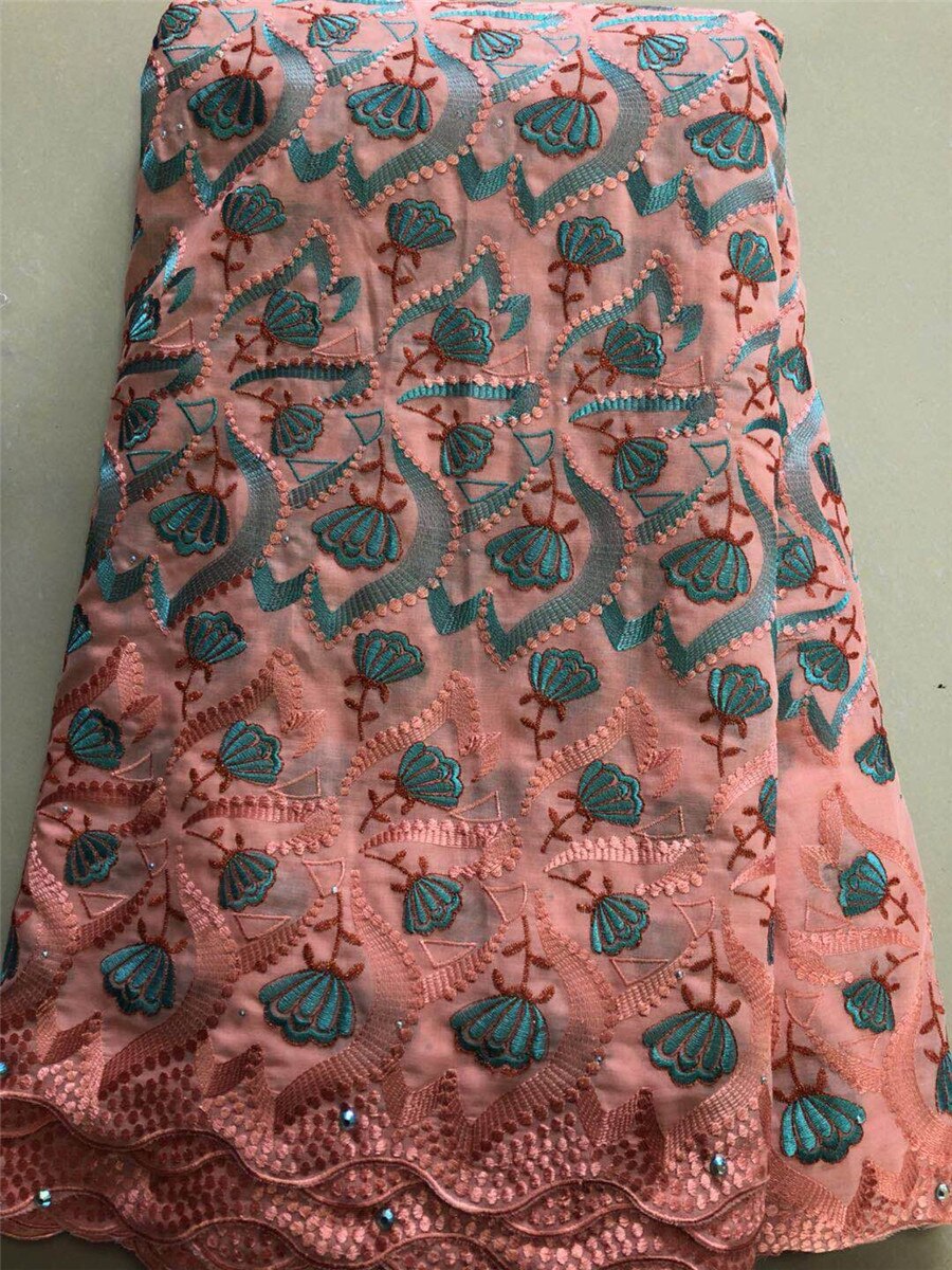 5yard Swiss lace fabric latest heavy beaded embroidery African 100% cotton fabrics Swiss voile lace popular Dubai style: 9