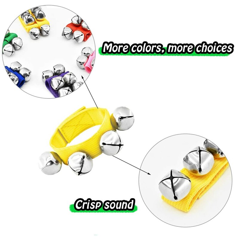 Pols Klokken, Hand Percussie Jingle Bells Muzikale Ritme Instrument Voor Klaslokaal Of Feestartikelen (6 Kleuren, 24Pcs)