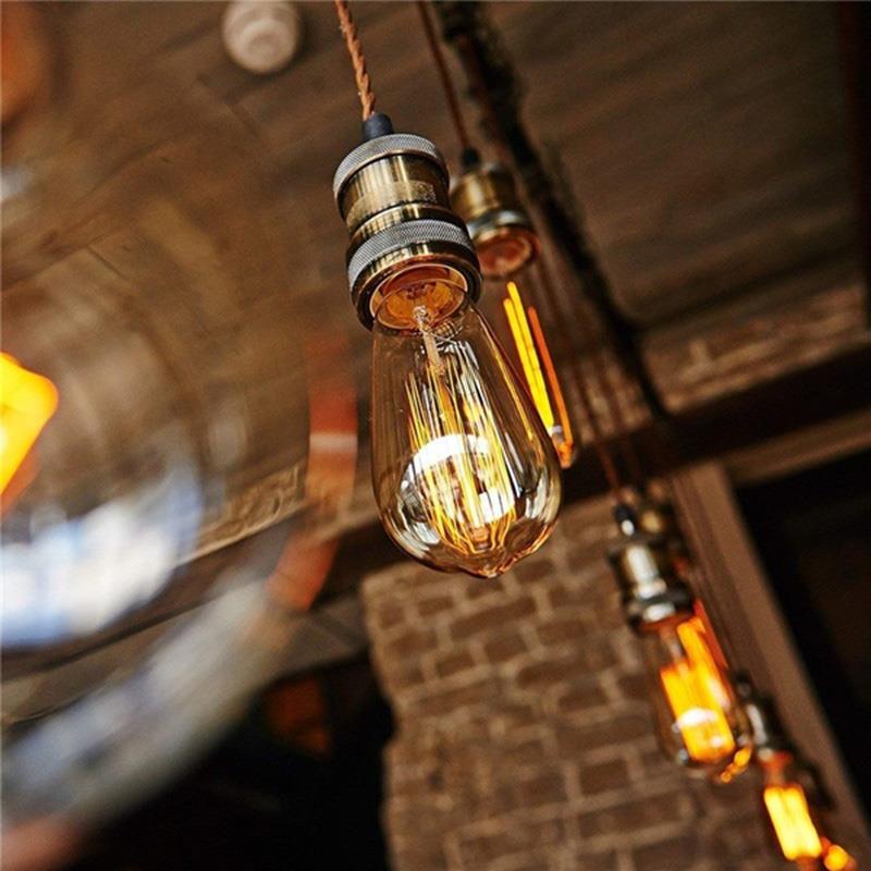 Edison Light Bulb Glass Incandescent Bulbs W-Filament Bulb E27 AC120V ST64 40W Tungsten Filament Warm White Lights Transparent