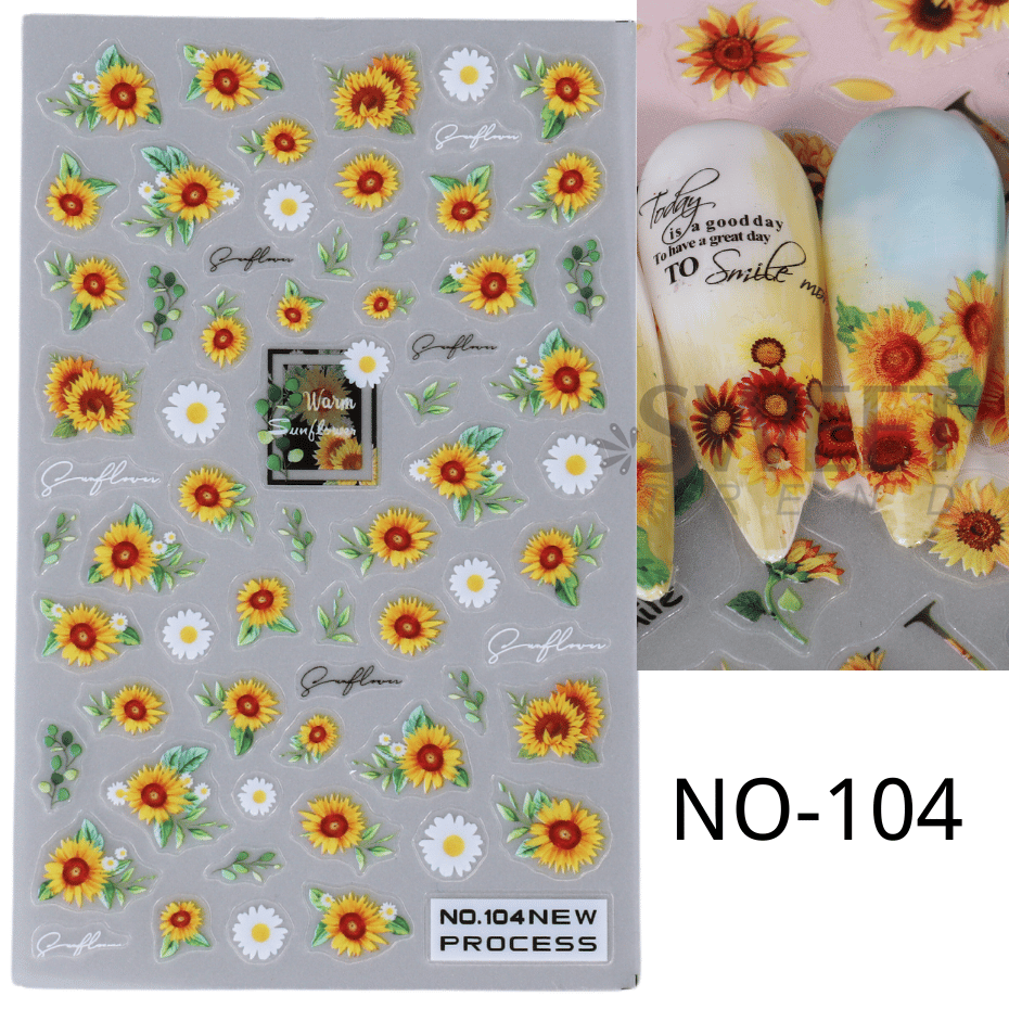 Pegatinas de Arte de uñas de mariquita de abeja 3D, hojas de otoño, margaritas florales, deslizador, calcomanía de pájaro Animal lindo, decoración de manicura, puntas de uñas, Belleza: Azul cielo