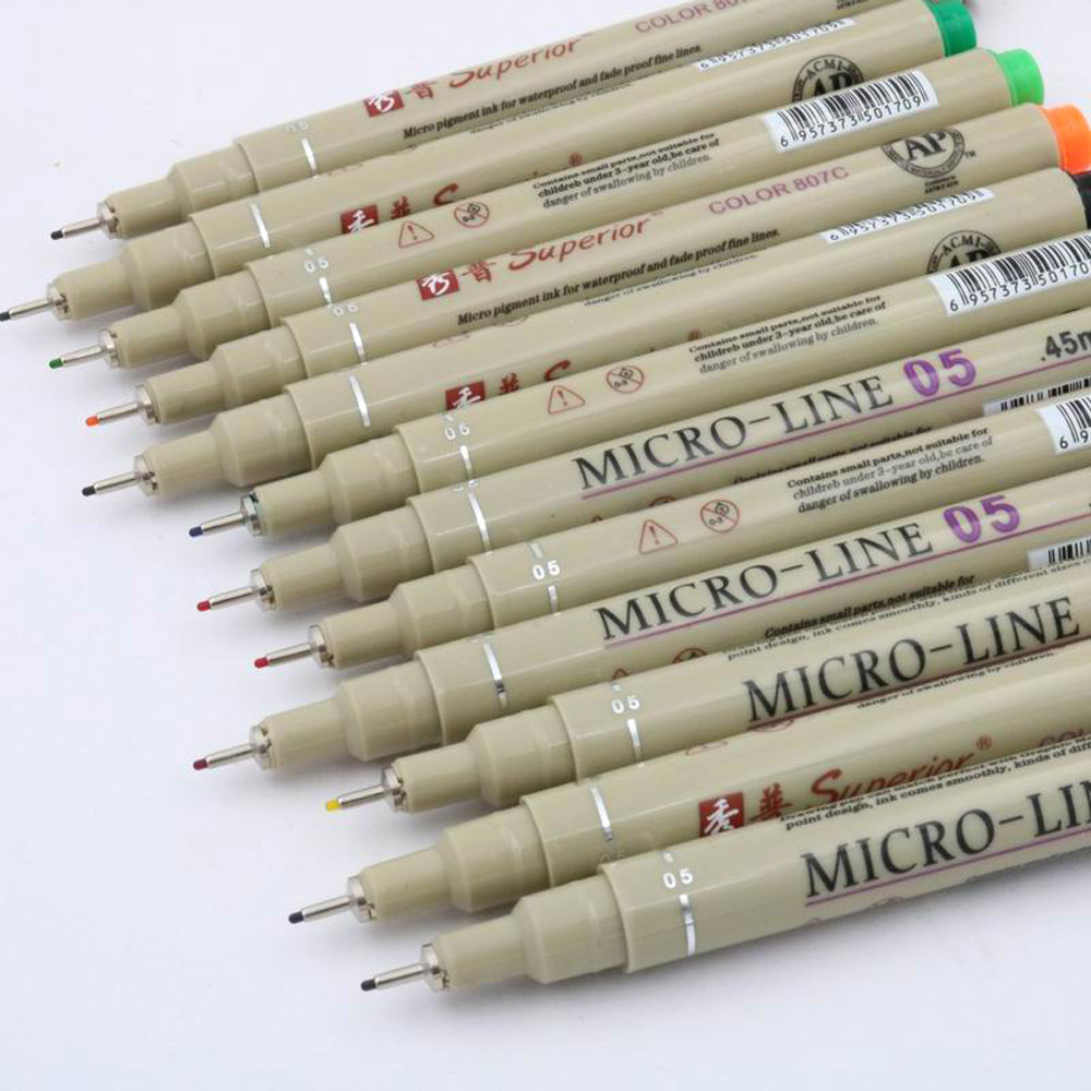 Bolígrafos de punta porosa para dibujar, rotuladores de punta fina de 0,5mm con de Micron, suministros de dibujo de Neelde, 12 colores