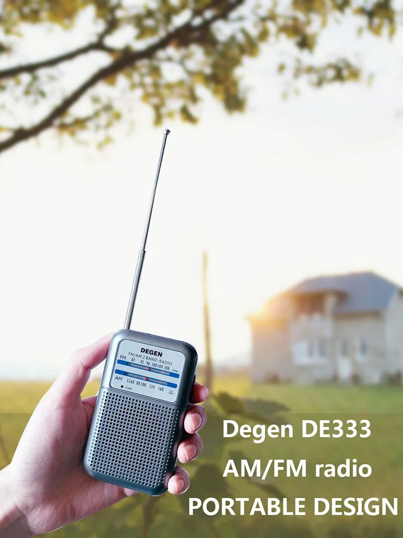 DEGEN DE333 AM/FM dwuzakresowy wysokiej czułości półprzewodnikowy odbiornik radiowy przenośny mini uchwyt rejestratora wbudowany głośnik