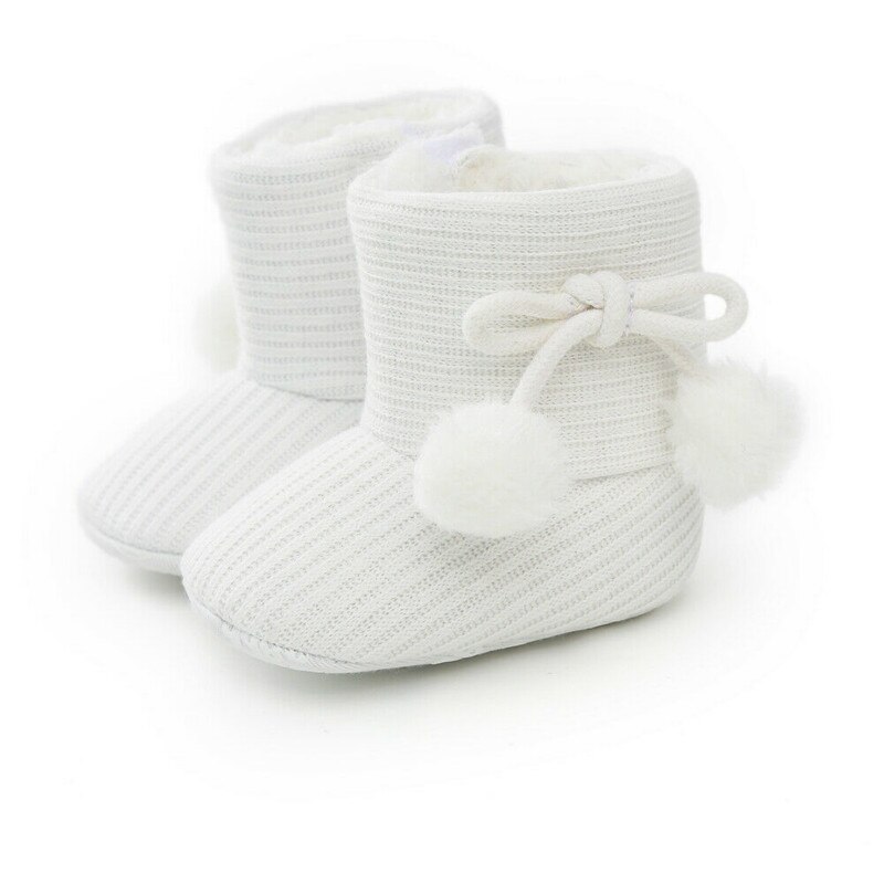 Winter Jongen Meisjes Baby Solid Soft Cotton Zool Snowboots Warme Wieg Schoenen Peuter Laarzen Lopen UK: WHITE / 13