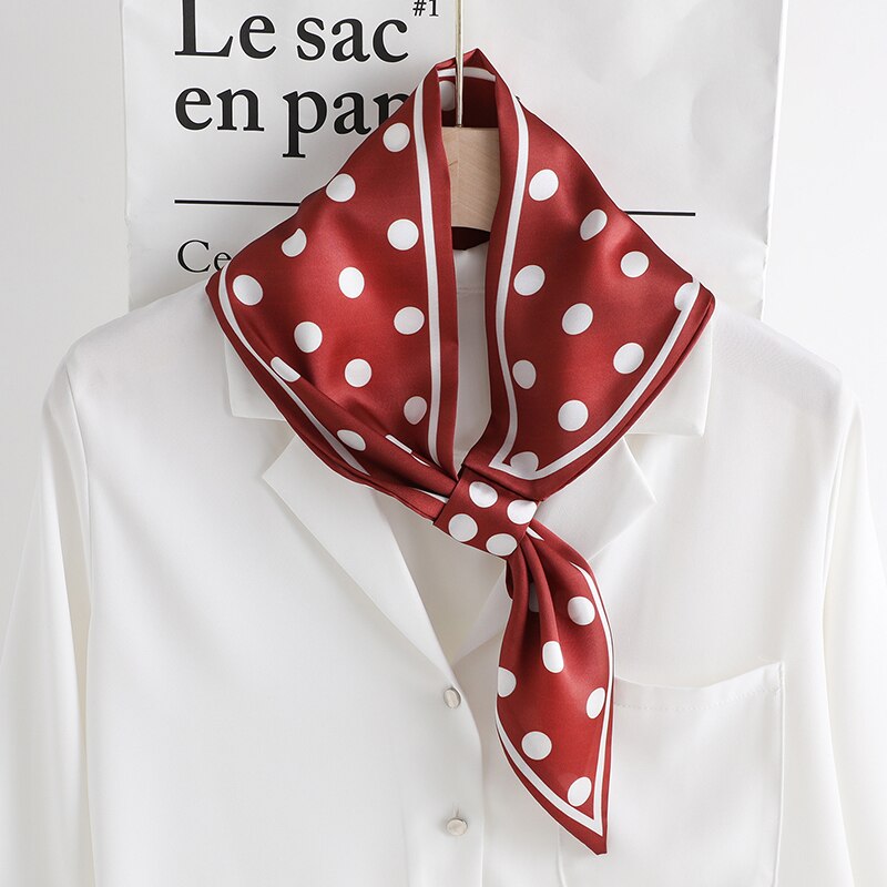 Easy Lazy Scarf Women Silk Skinny Neck Scarves Ring Wristband Handle Bag Tie Lady Print Foulard Long Ribbon Band 70*15cm: CK01-Red
