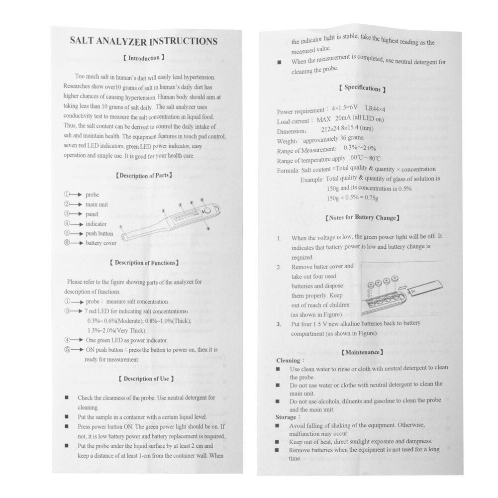 Practical Food Salinity Tester Pen Salinometer LED Indicator Electronic Food Salt Concentration Meter for Home Kitchen