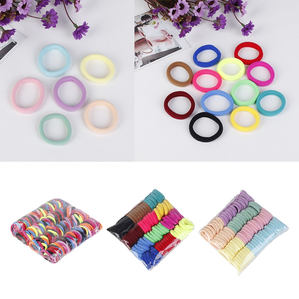 100 pçs macio colorido cabelo scrunchies rabo de cavalo titular laços elásticos bandas menina crianças bandana crianças acessórios para o cabelo